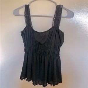 black lace detail tank top